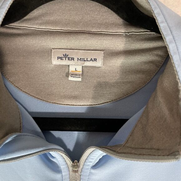 Peter Millar Men 1/4 Zip Blue Large Columbia University Crest Stretch Golf - Picture 3 of 9